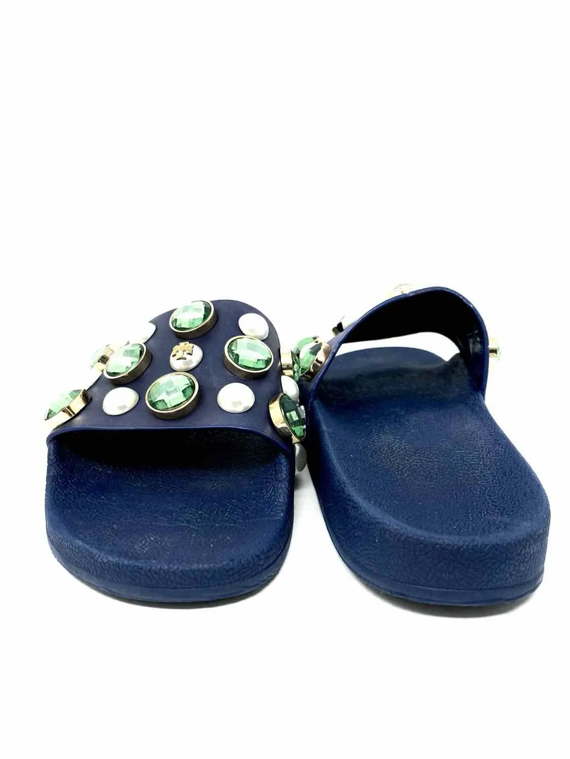 Tory Burch Vail Jeweled Women's Navy Slide Embelished Size 7 Sandals