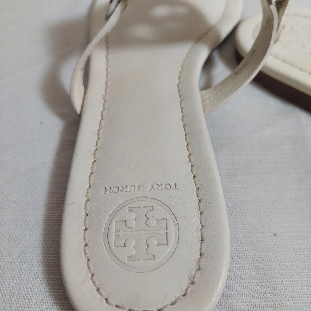 Tory Burch White Leather 'Miller' Sandals | Pre loved |