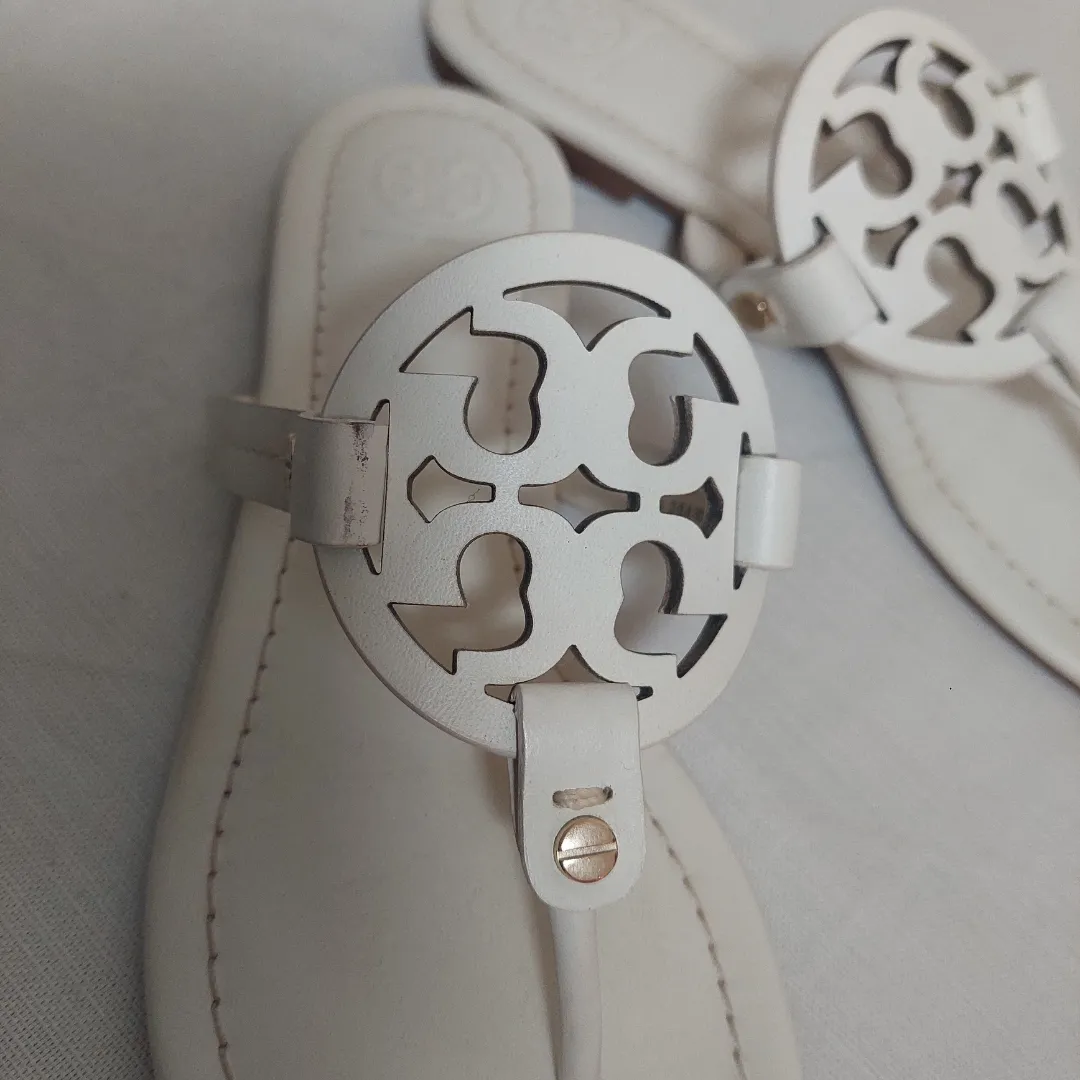 Tory Burch White Leather 'Miller' Sandals | Pre loved |