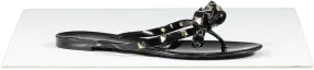 Valentino Garavani Black Rubber Rockstud Bow Thong Sandals UK 5 EU 38 👠